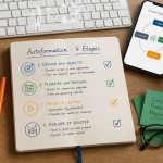 Bureau avec checklist autoformation 4 étapes