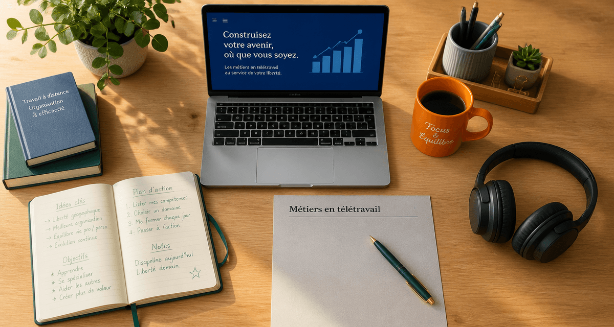 Bureau organisé métier en télétravail