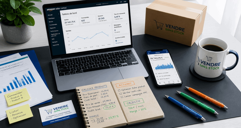 comment vendre sur amazon sans stock, bureau vendeur, logistique automatisée