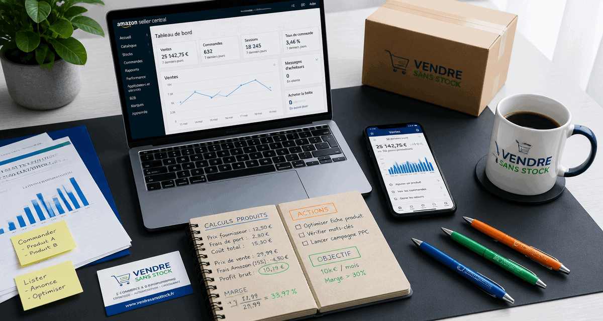 comment vendre sur amazon sans stock, bureau vendeur, logistique automatisée