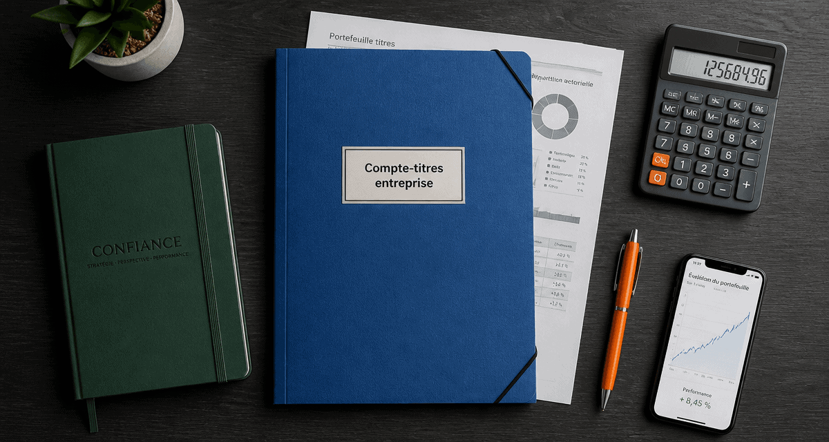 Dossier compte titre entreprise sur bureau organisé