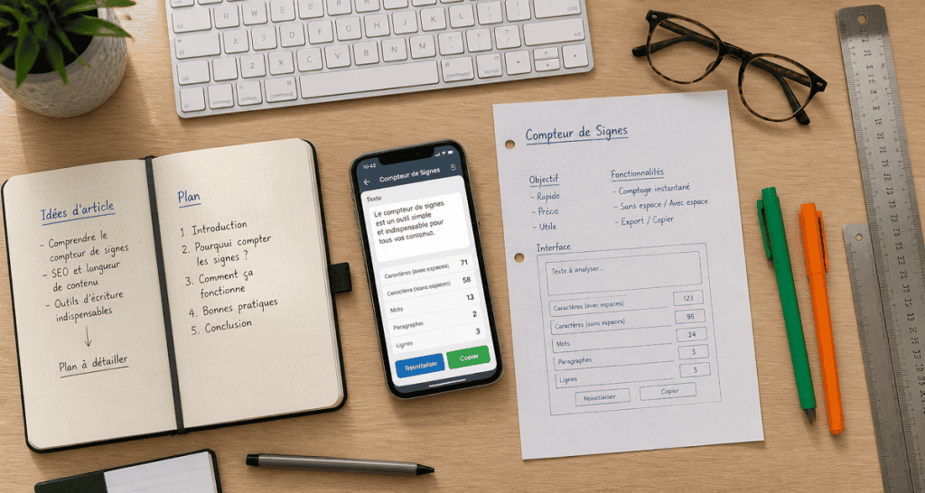 compteur de signes application smartphone sur bureau