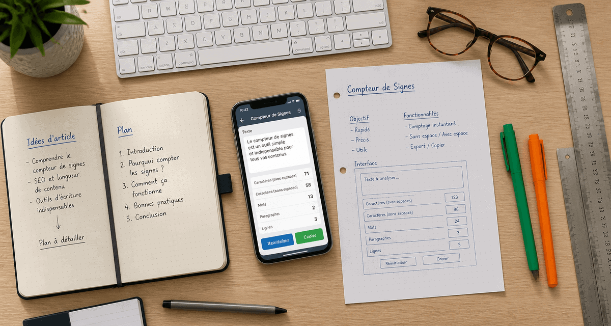 compteur de signes application smartphone sur bureau