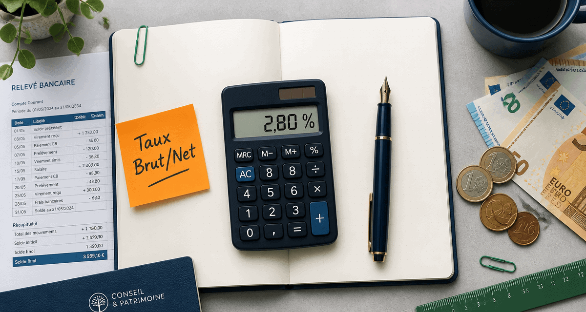 convertir taux brut en net épargne calcul