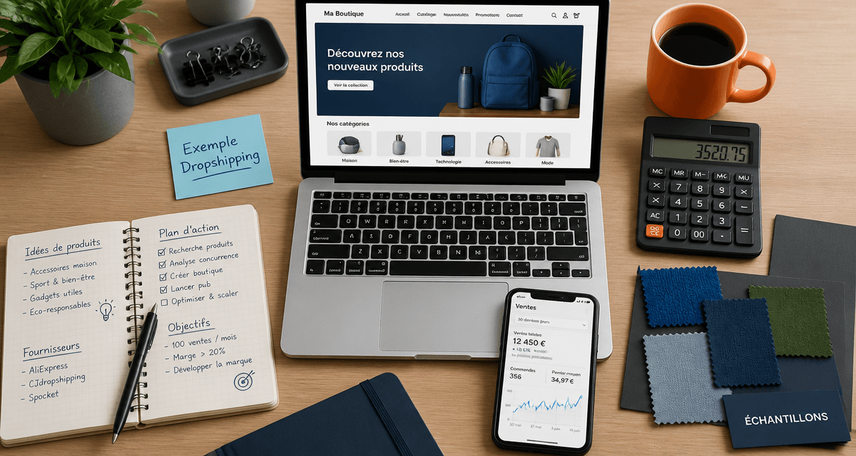 dropshipping exemple bureau moderne avec boutique en ligne