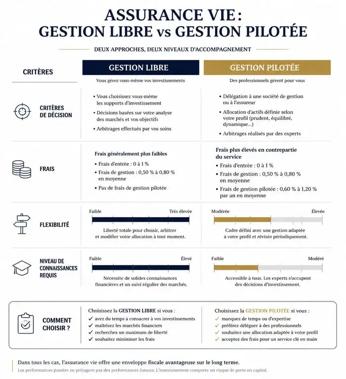 Comparatif assurance vie gestion libre vs gestion pilotée