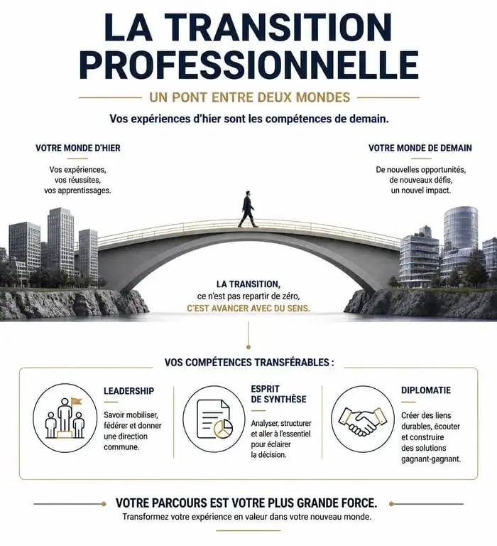 Infographie sur la reconversion professionnelle et les compétences transférables dans une lettre de motivation