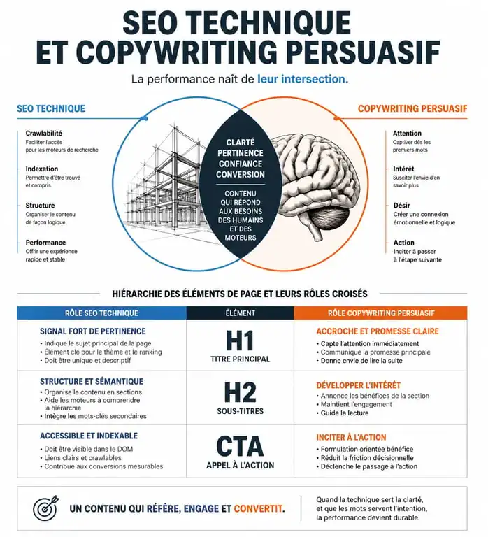 Infographie sur la structure d'une page de copywriting SEO performante