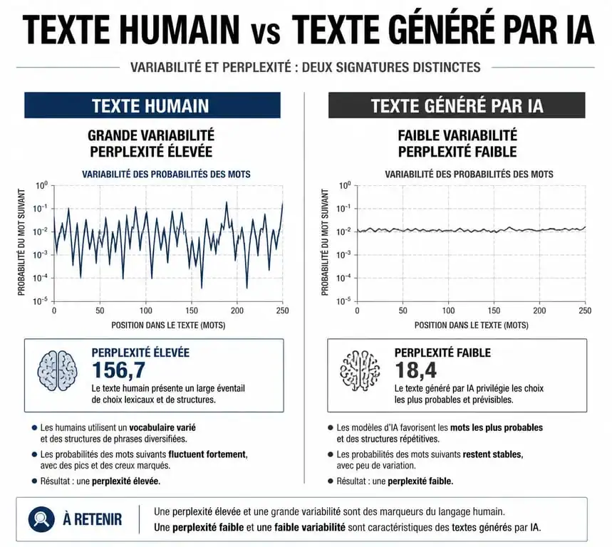 Infographie comparative : fonctionnement du test intelligence artificielle et détection de contenu