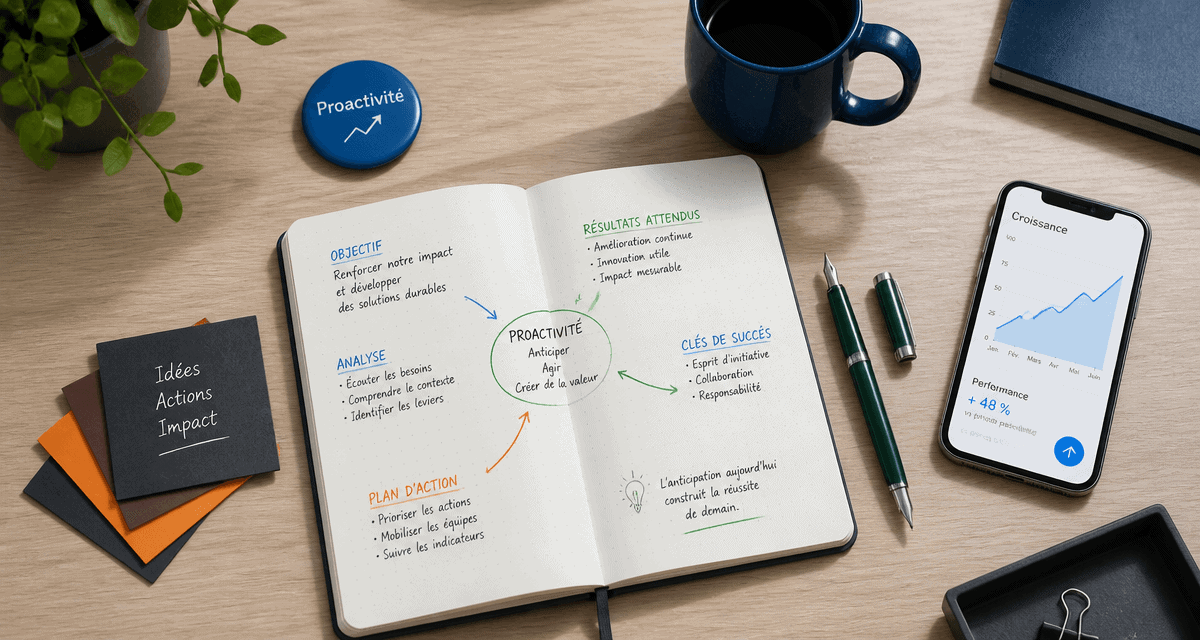 etre proactif bureau carnet smartphone