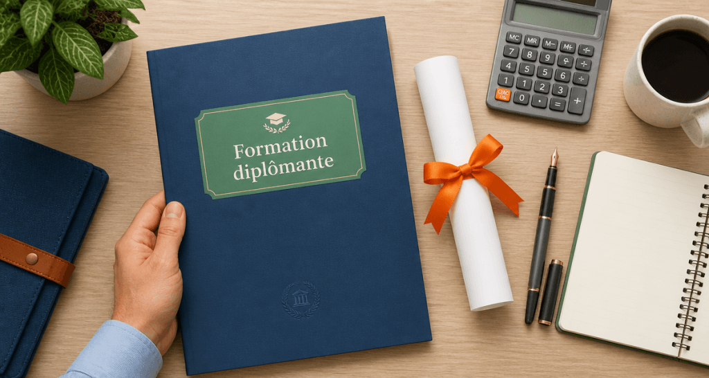 formation diplomante dossier et diplôme sur bureau