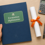 formation diplomante dossier et diplôme sur bureau