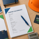formation en alternance sans bac documents et casque de chantier