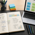 Bureau avec outils gestion de projet métier et carnet