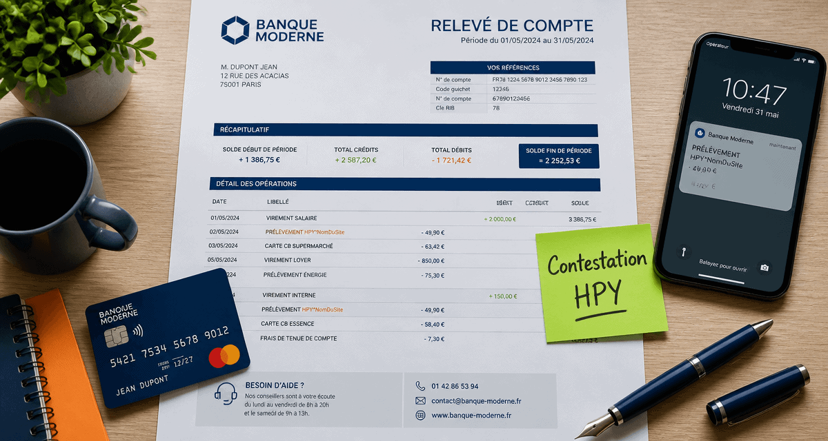 hpy paiement sur relevé bancaire