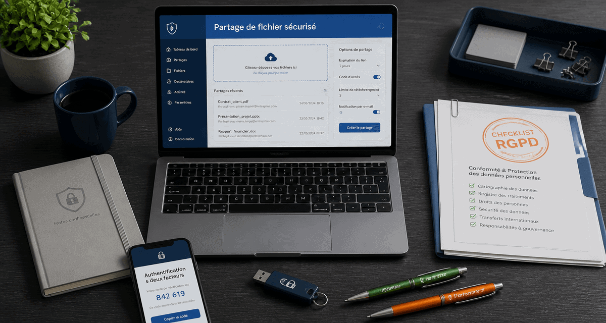 partage de fichier en ligne sécurisé ordinateur et 2FA