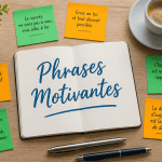phrases motivantes travail sur bureau moderne