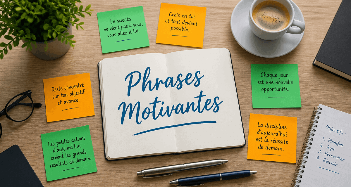 phrases motivantes travail sur bureau moderne