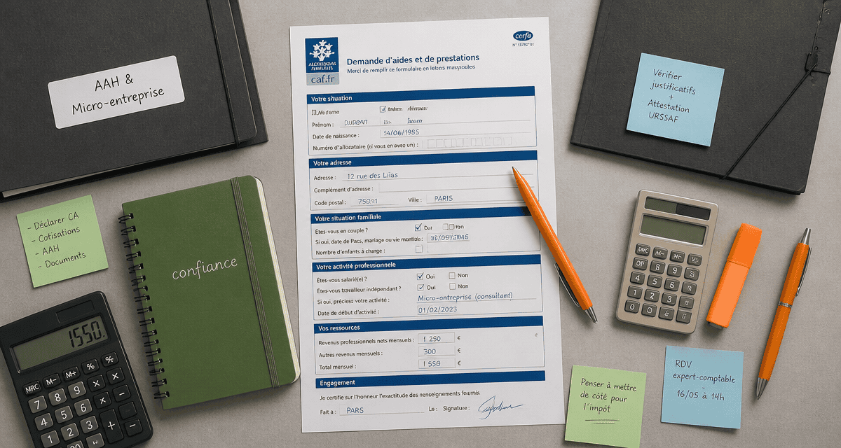 plafond aah auto entrepreneur formulaire CAF