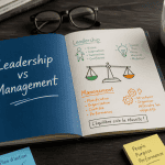 qu est ce qu un leader carnet leadership vs management sur bureau moderne