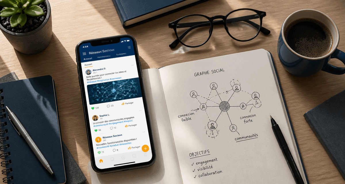 Réseaux sociaux définition, smartphone et schéma social