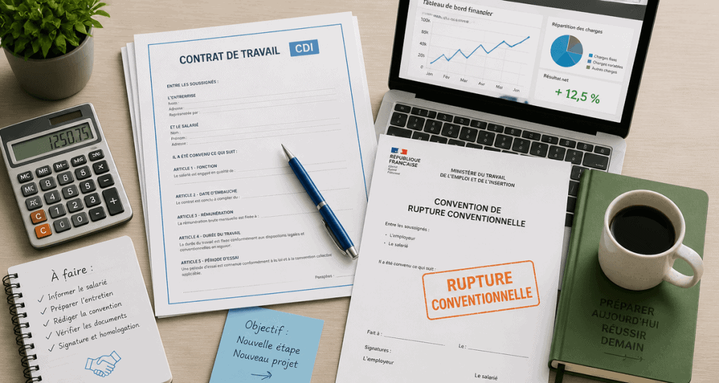 rupture conventionnelle pour création d'entreprise vue bureau