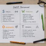 swot personnel matrice manuscrite sur bureau