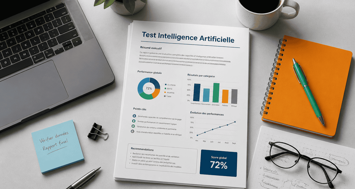 Test intelligence artificielle rapport sur bureau moderne