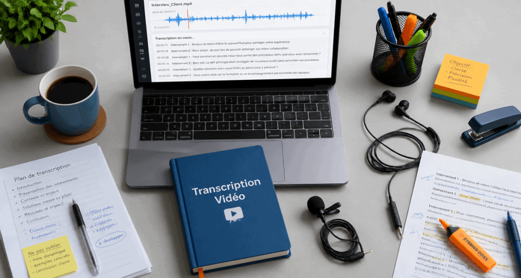 transcription video to text sur ordinateur portable
