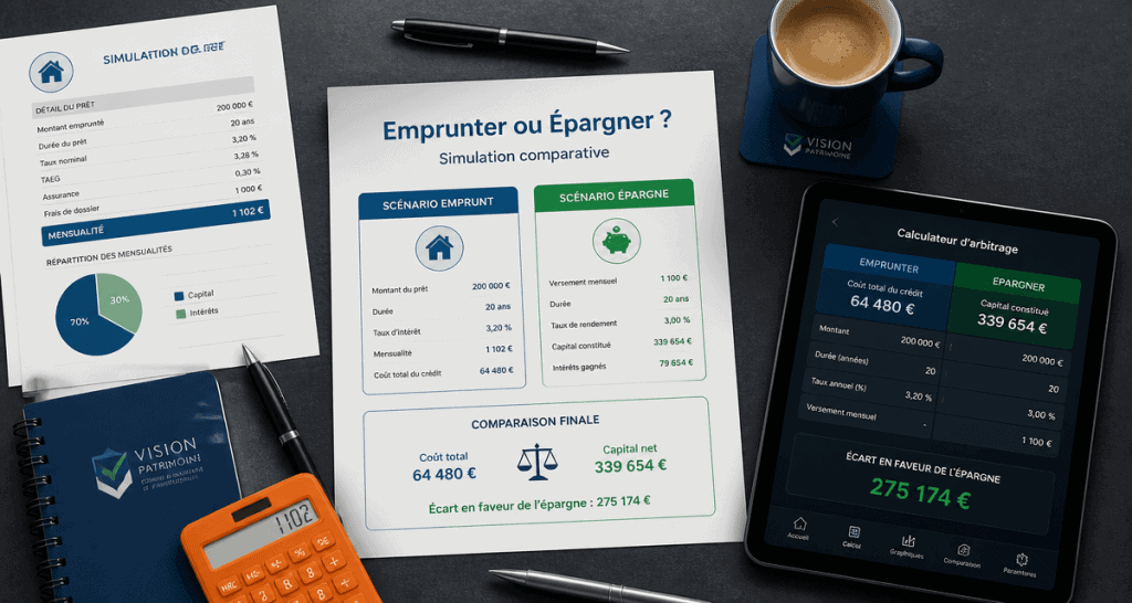 vaut il mieux emprunter ou utiliser son épargne simulation patrimoniale