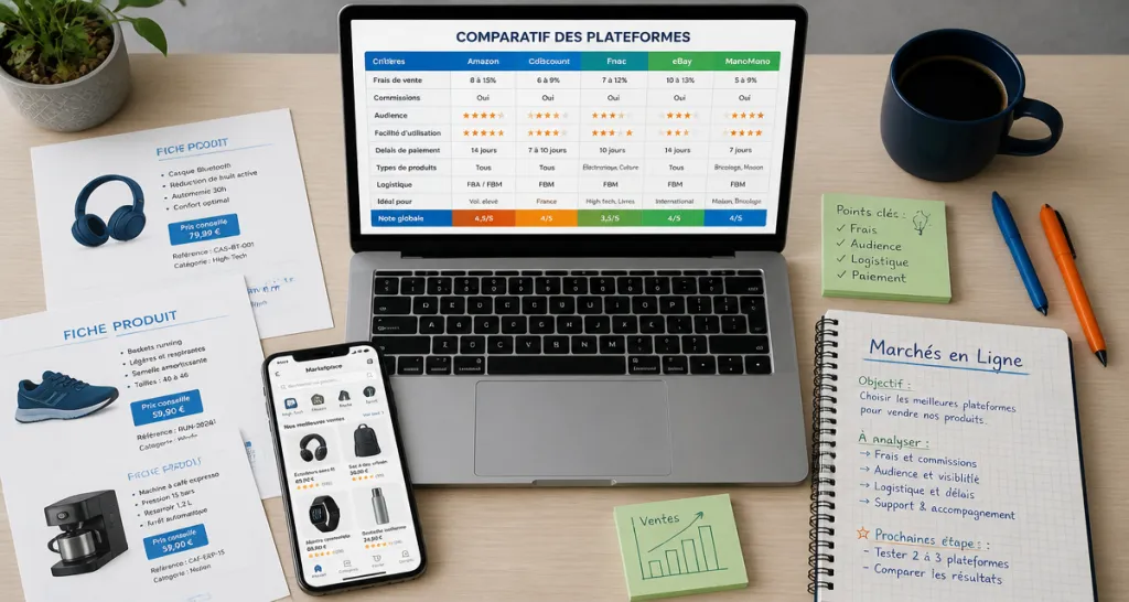Comparatif top marketplace sur bureau moderne