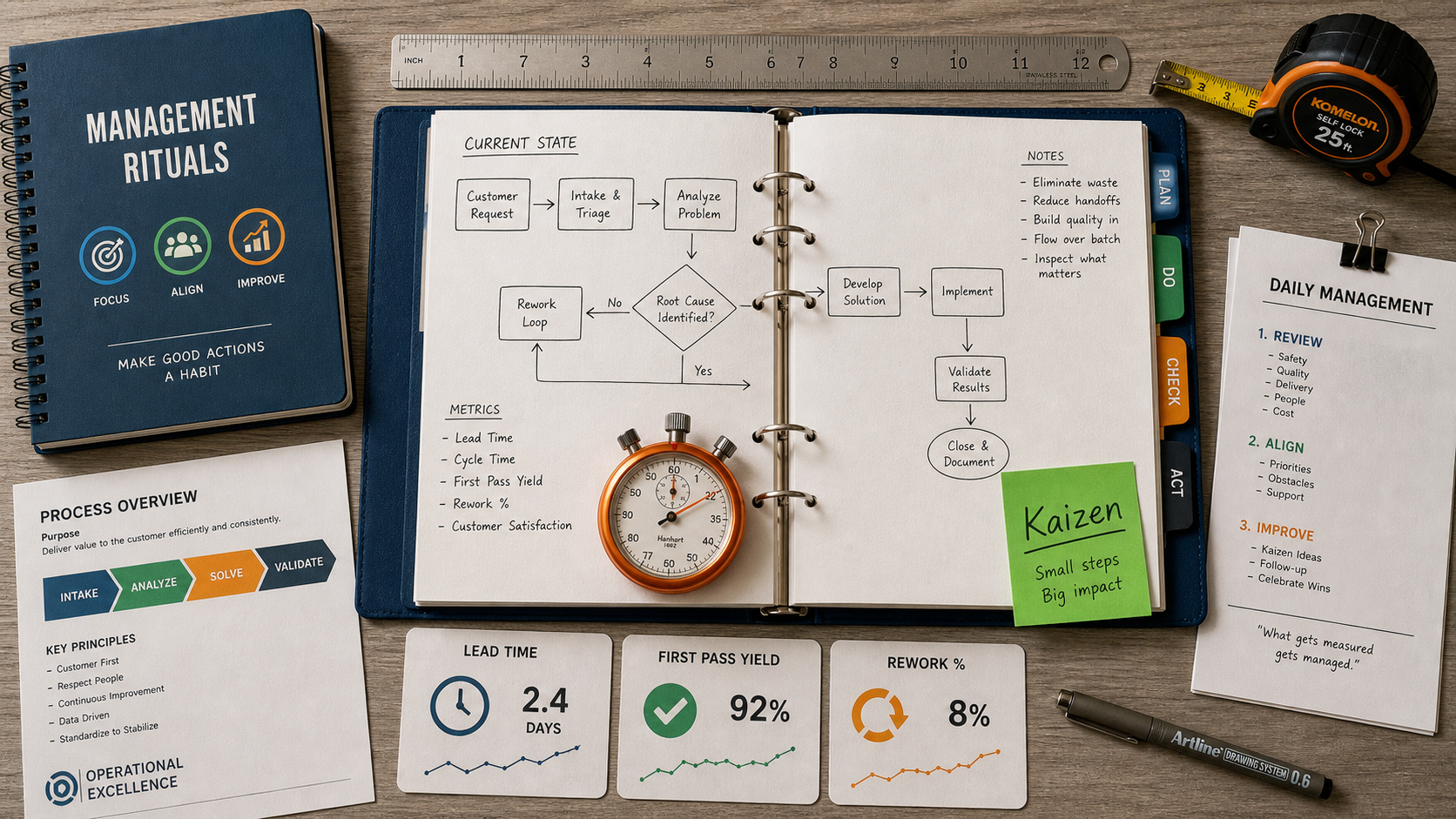 Définition excellence opérationnelle : 4 leviers Kaizen, KPI