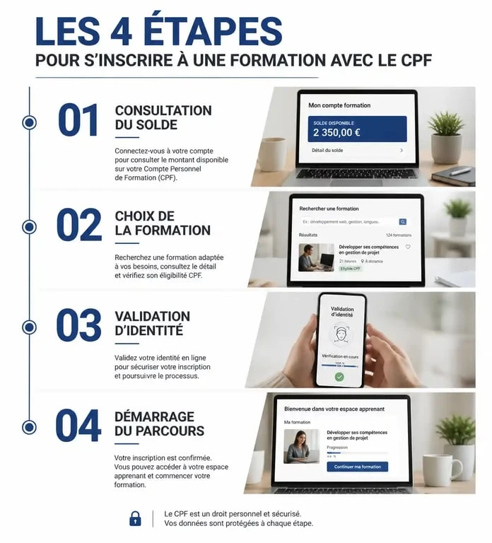 Étapes pour s'inscrire à une formation e-commerce avec son CPF