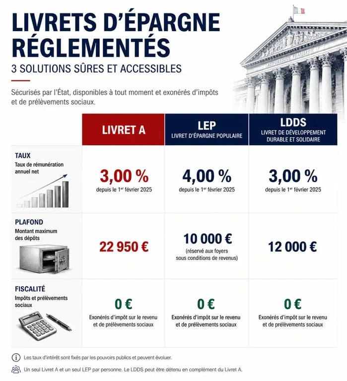 Comparatif des livrets d'épargne réglementés : Livret A, LEP et LDDS face à l'inflation