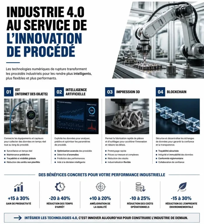 Infographie sur les technologies clés de l'innovation de procédé dans l'industrie 4.0
