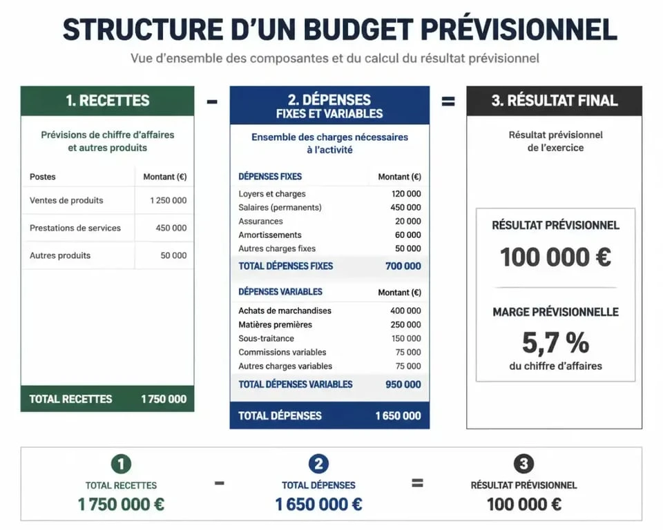 Exemple de structure de budget prévisionnel pour entreprise