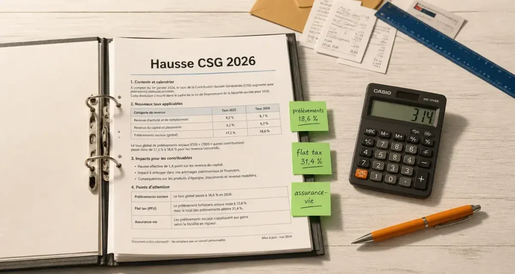 Hausse CSG épargne 2026 : protéger ses placements financiers