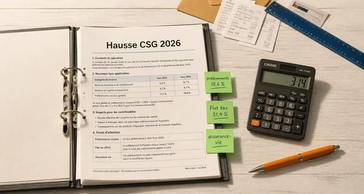 Hausse CSG épargne 2026 : protéger ses placements financiers