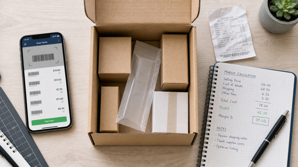 Retail arbitrage Amazon : scan et marge pour solderies