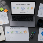 schéma intelligence artificielle stylisé sur bureau
