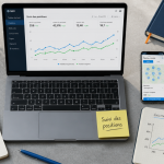 Suivi des positions sur bureau moderne avec graphique SEO