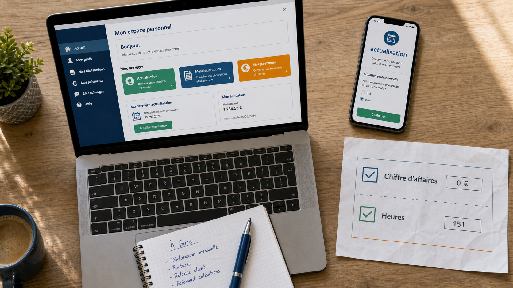 Actualisation France Travail auto entrepreneur : déclarer 151h