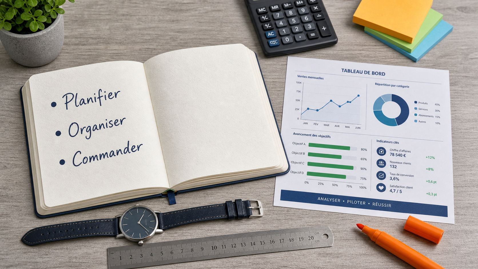 Définition management : planifier organiser commander, dashboard performance collective