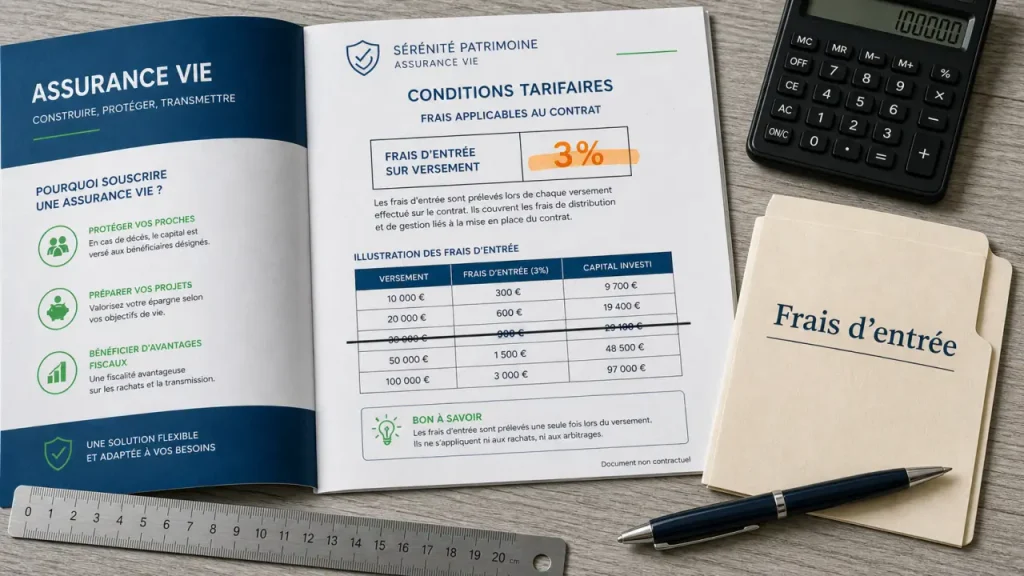 Droit d'entrée assurance vie : 3% sur 970 € investis, frais à éviter