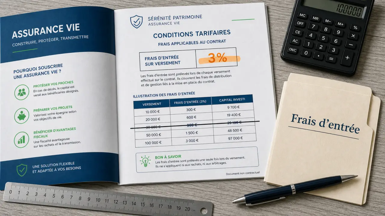 Droit d'entrée assurance vie : 3% sur 970 € investis, frais à éviter