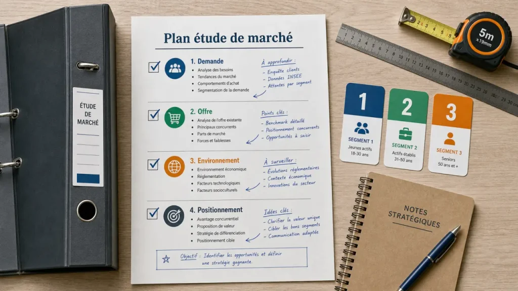 Étude de marché exemple : plan, étapes clés et positionnement