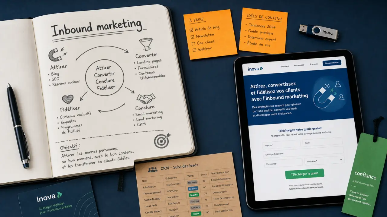 Inbound marketing définition : contenu SEO, formulaire CRM et confiance