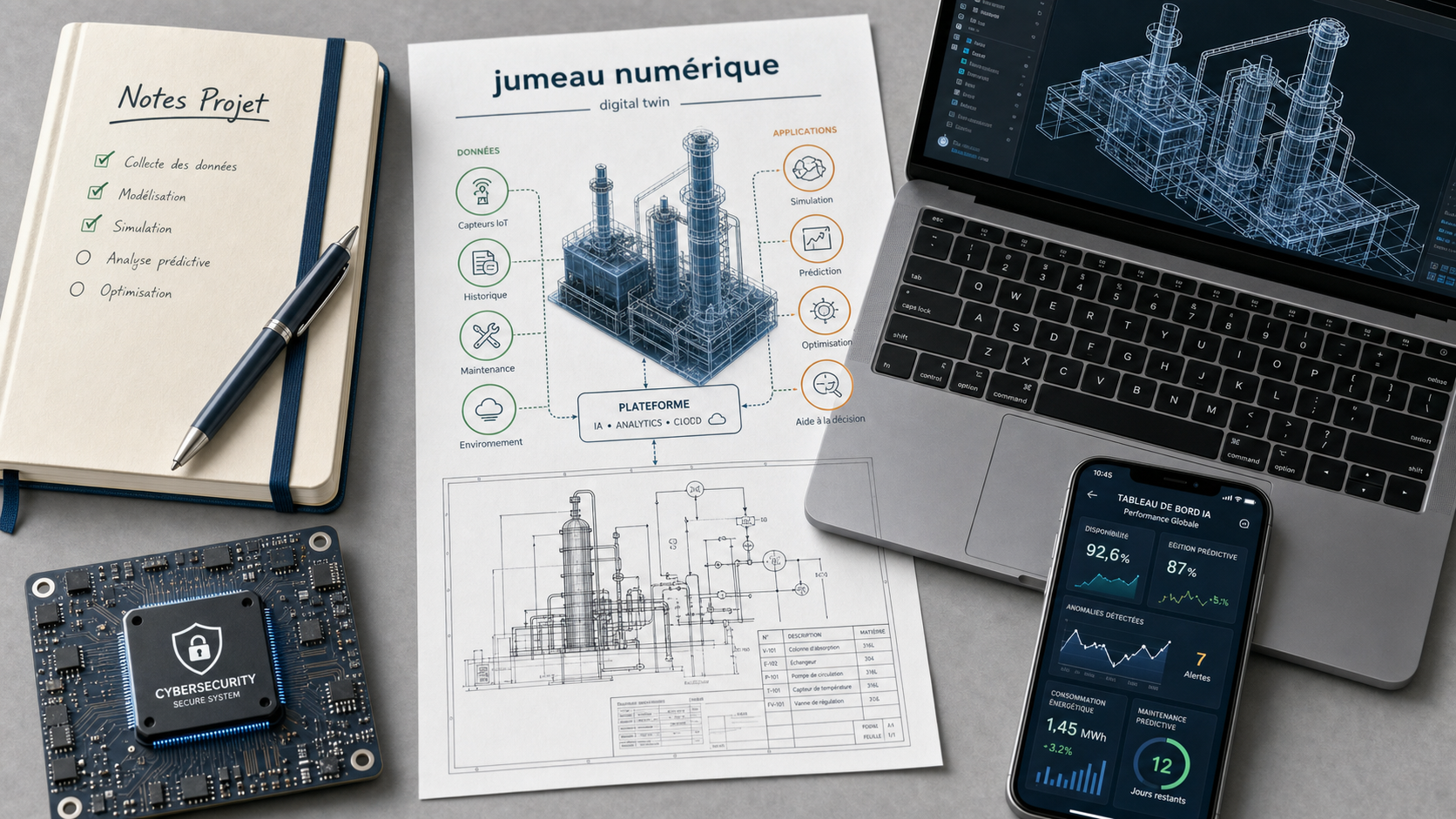 Innovation technologique : robots, jumeaux numériques et cybersécurité post-quantique