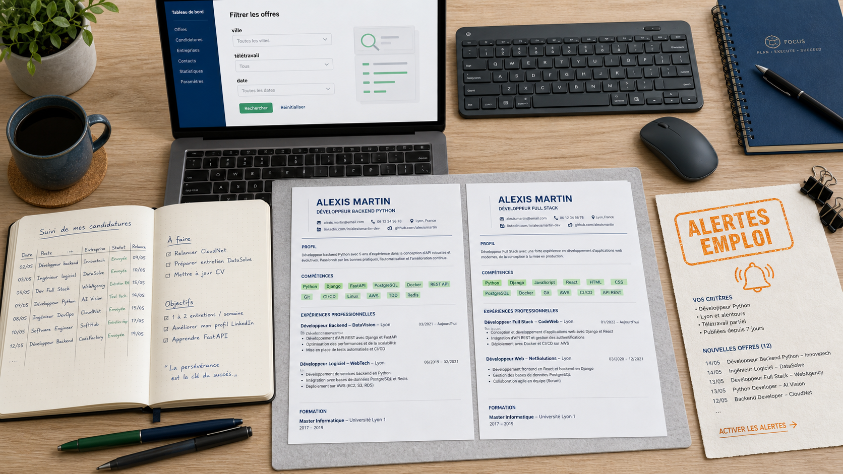 Meilleurs job : CV ATS et alertes emploi sur ordinateur