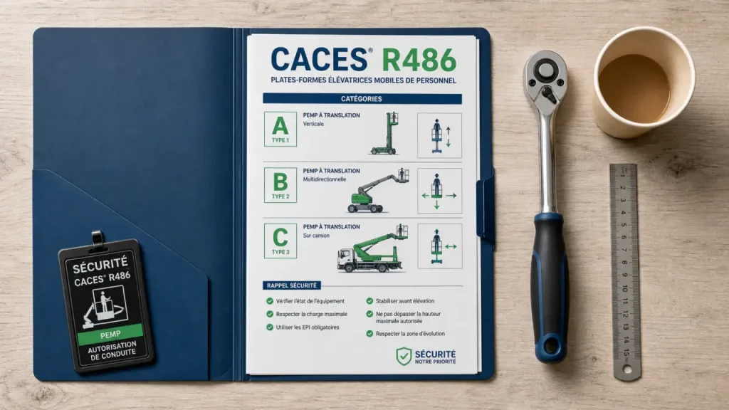 CACES nacelle R486 : A, B ou C, la bonne catégorie selon le type d’élévation